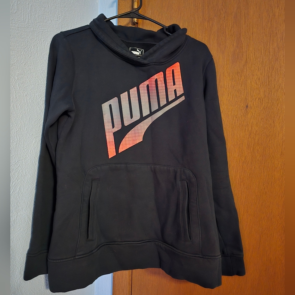 Puma Women's Large Sweatshirt, Black with Red Graphic